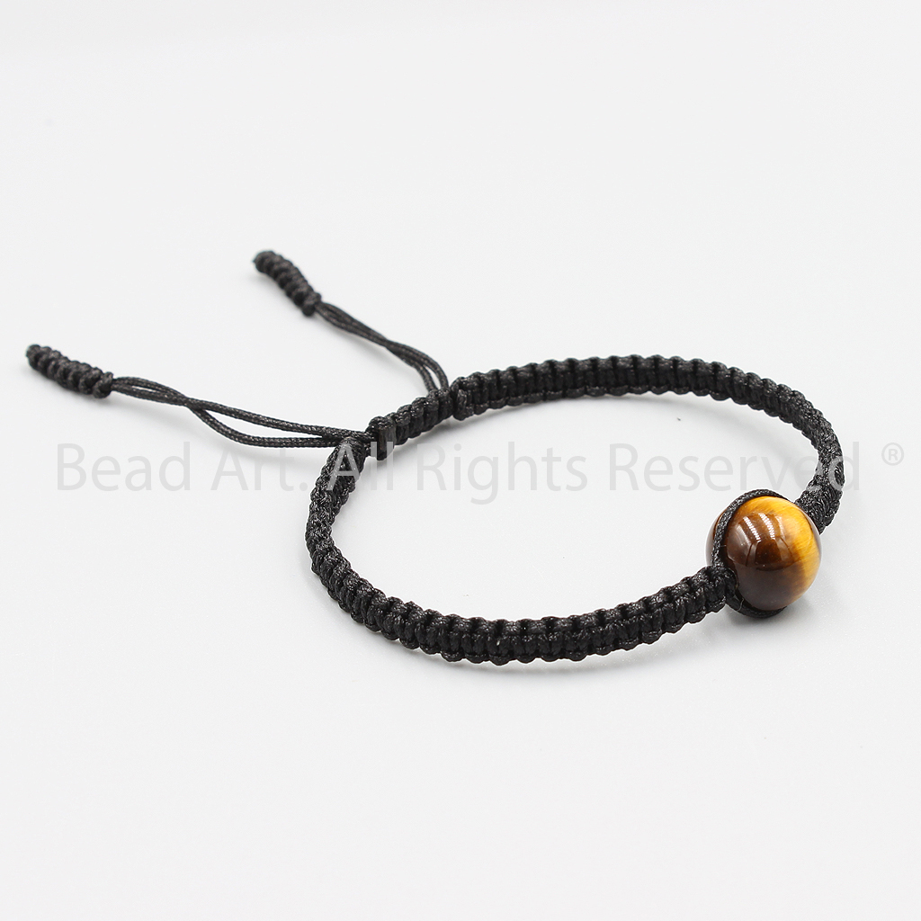 Vòng Tay Thắt Dây 10MM Đá Mắt Cọp Vàng Nâu Tự Nhiên, Mắt Hổ, Brown Tiger Eye, Mệnh Thổ, Kim, Vòng Tay Phong Thuỷ - Bead Art