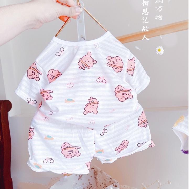 Bộ Cộc Tay Cotton Sợi Tre Loại Mềm Mịn Cho Bé 7-11kg (QATE004)