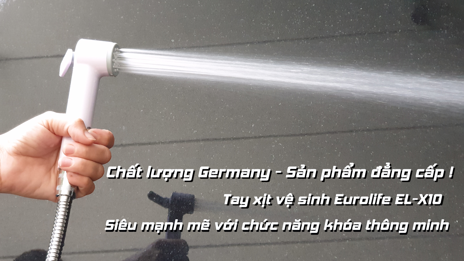 ) Bộ xịt vệ sinh cao cấp, chất lượng Germany. Tăng áp cao, chất liệu nhựa ABS trắng Eurolife EL-X10