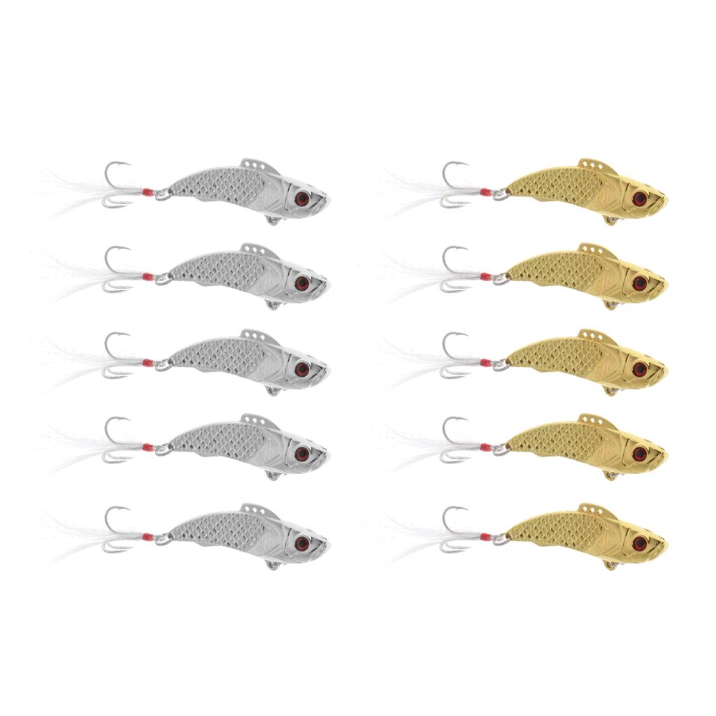 5pcs Sequin Spoon Fishing Lure Casting Jigging Bass Bait VIB Swimbait
