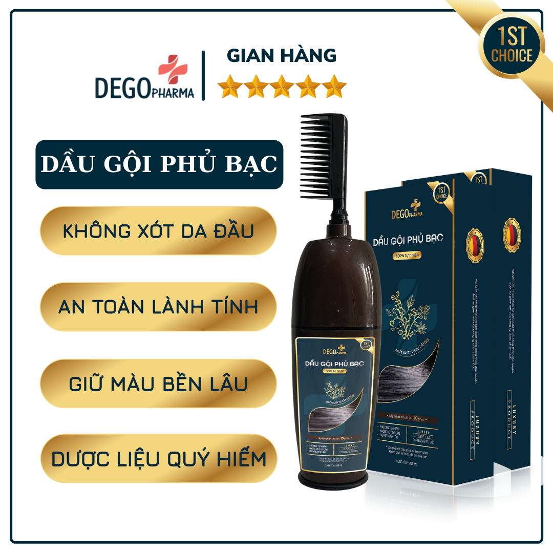 Combo 2 Dầu Gội Phủ Bạc DEGO PHARMA 200ml - Nhuộm Đen Tóc Tại Nhà