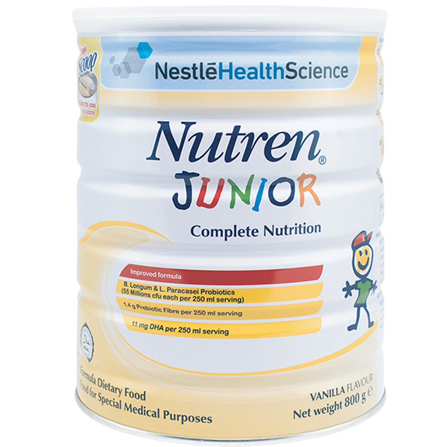 Sản Phẩm Dinh Dưỡng Y Học NUTREN JUNIOR Lon 800g - Tặng Gối Ôm Hình Bút Chì