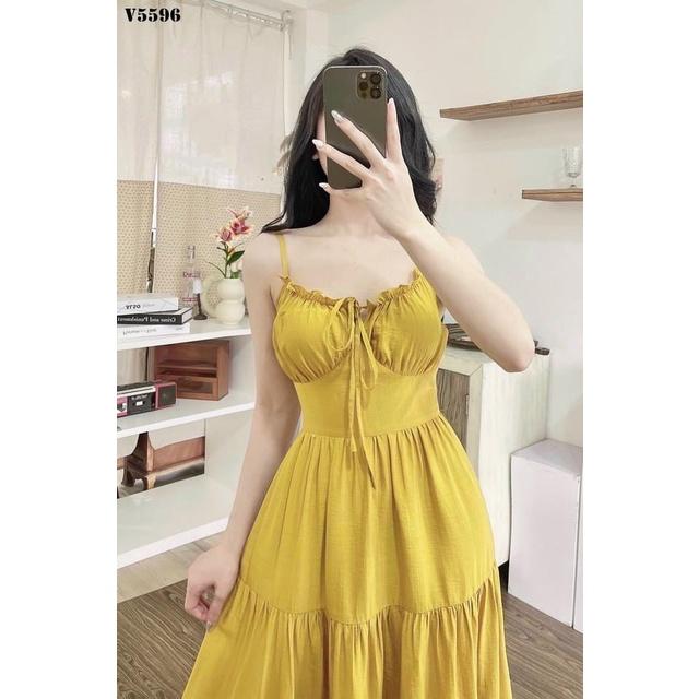Váy đầm nữ hai dây dáng xòe kiểu dáng trẻ trung quyến rũ thích hợp mặc đi chơi