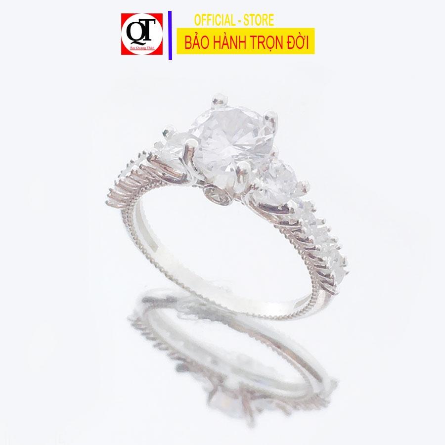 Nhẫn nữ thời trang chất liệu bạc ta đính đá cobic trắng sáng trang sức Bạc Quang Thản – QTNU79