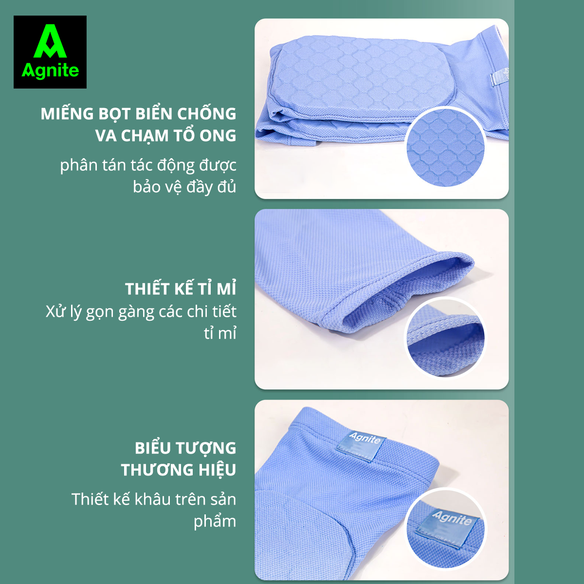 Miếng đệm đầu gối AGNITE chính hãng, bó gối bảo vệ khớp gối chơi thể thao, luyện tập bóng rổ mã FL104
