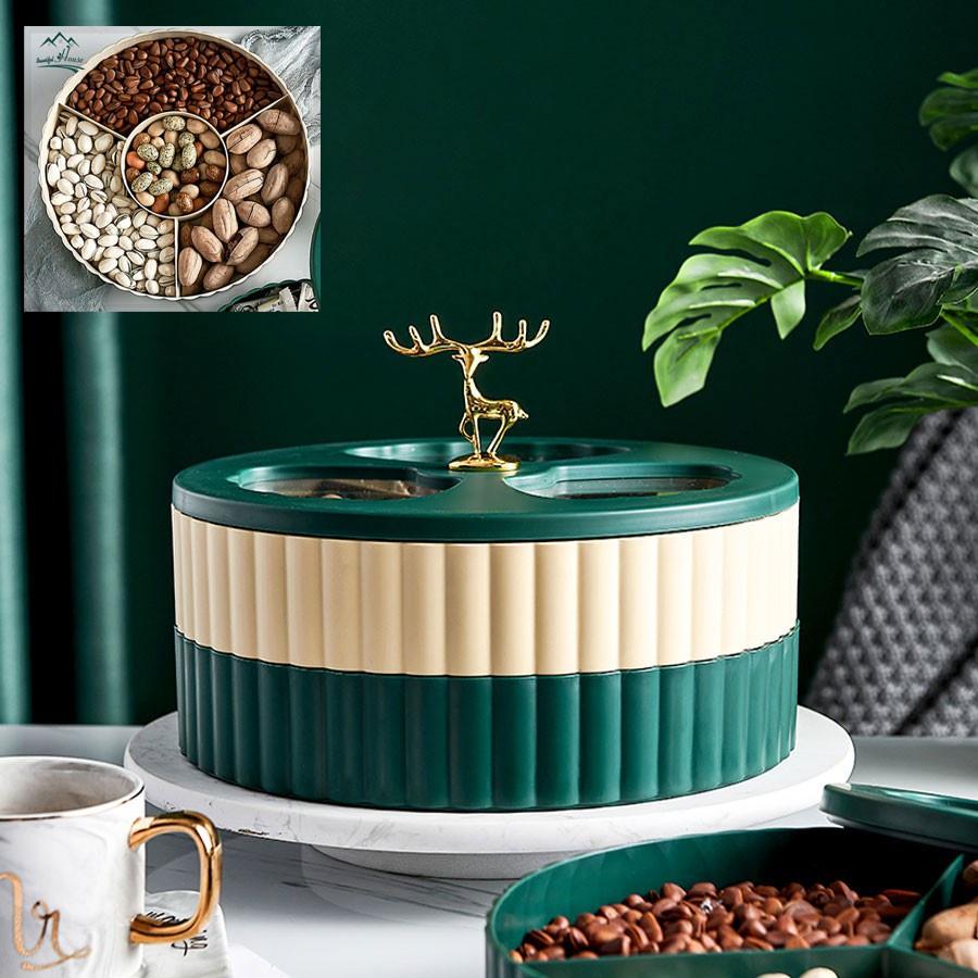 Khay mứt hươu 2 tầng tròn