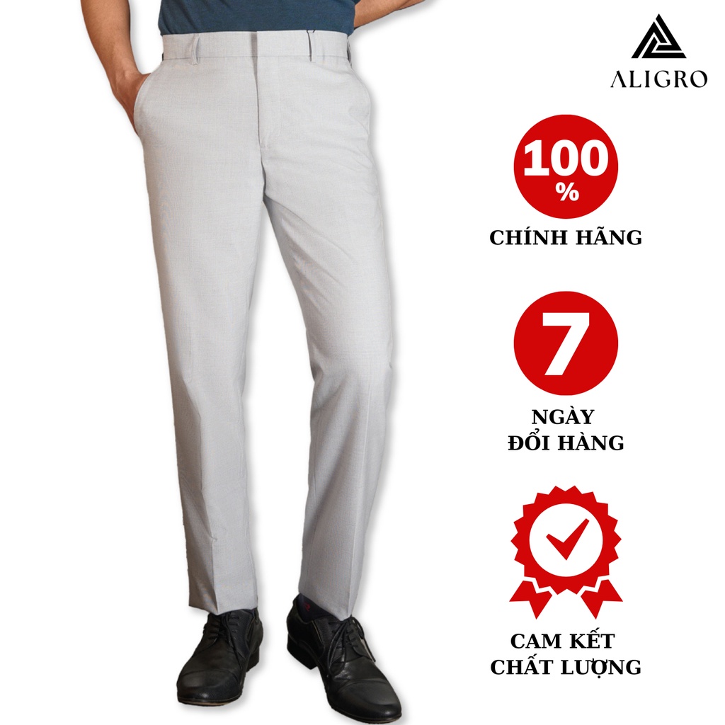 Quần Âu Nam ALIGRO Ghi Sáng, chuẩn form slimfit vải cotton cao cấp, tôn dáng, thoáng mát ALGO1026