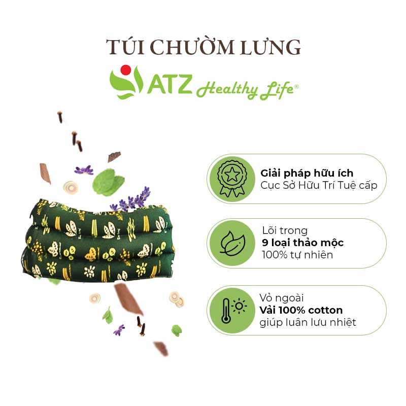 Túi Chườm Lưng Thảo Dược - ATZ Organic - Nóng Lạnh Đa Năng - Giảm Đau Nhức Mỏi Vùng Lưng, Cột Sống, Thoát Vị Đĩa Đệm