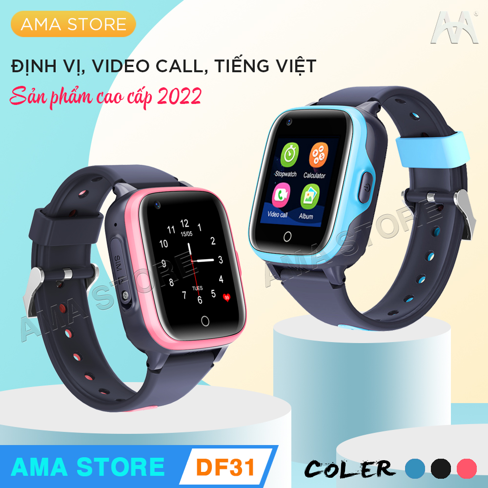 Đồng hồ Thông minh Trẻ em Học sinh Cao cấp Gọi Video call, Định vị Chính xác Vị trí 5-10m AMA Watch D31 Hàng nhập khẩu