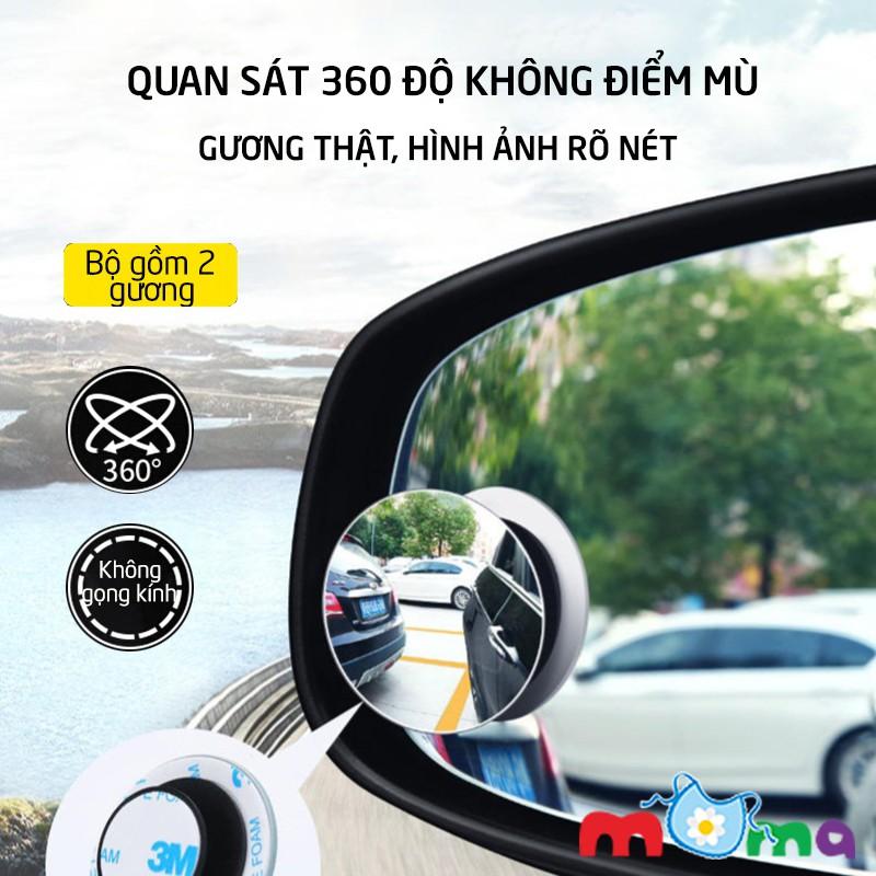 Bộ 2 gương cầu lồi 3 cm chiếu hậu xóa điểm mù xe hơi, ô tô, xe tải tăng độ an toàn, xoay 360 độ cố định