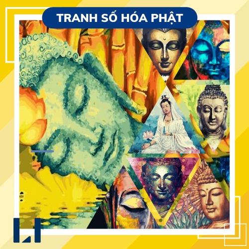 Tranh sơn dầu số hoá có khung - Tranh tô màu theo số Phật giáo