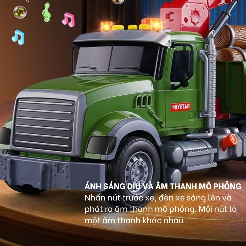 Xe Đồ Chơi Cho Bé Xe Chở Gỗ Mô Hình 1:12 Cỡ Lớn Có Đèn Nhạc