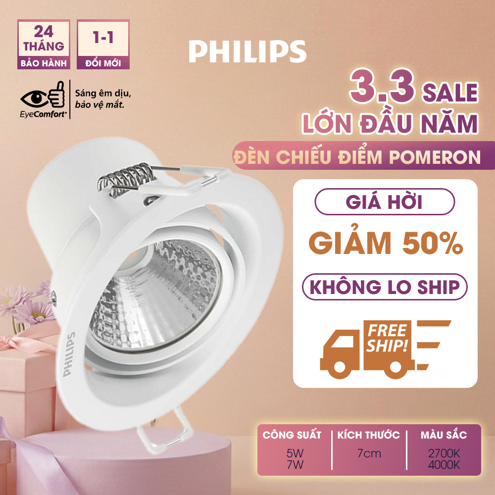 Đèn Philips âm trân chiếu điểm 5977x POMERON 070 – 5W – Ánh sáng vàng