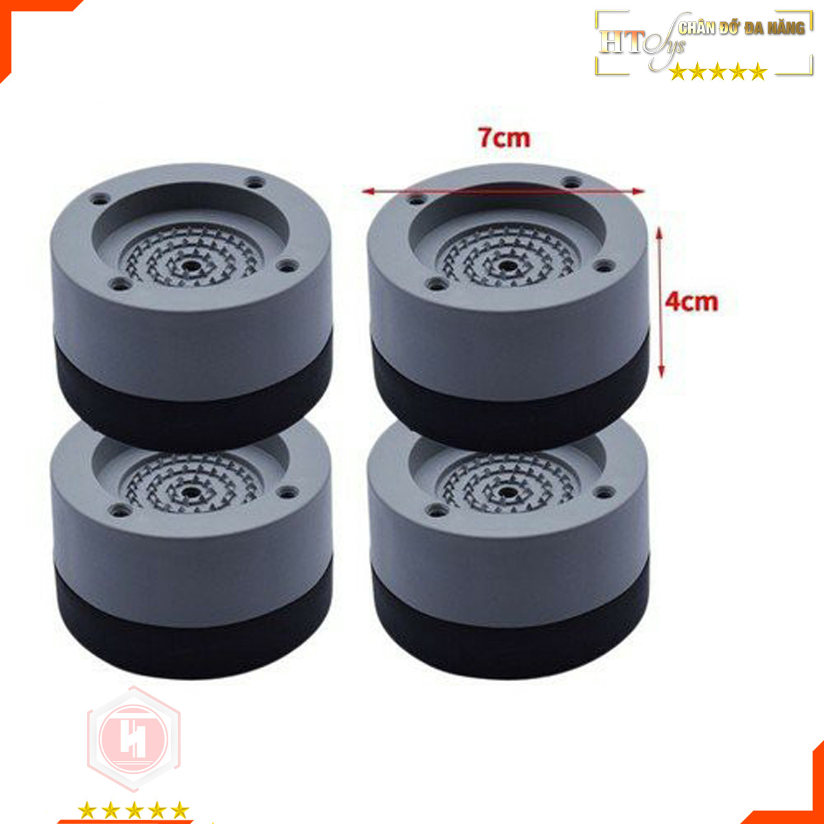 Combo 04 Đế chống rung máy giặt + 10 Bóng giặt cầu gai quần áo HT SYS