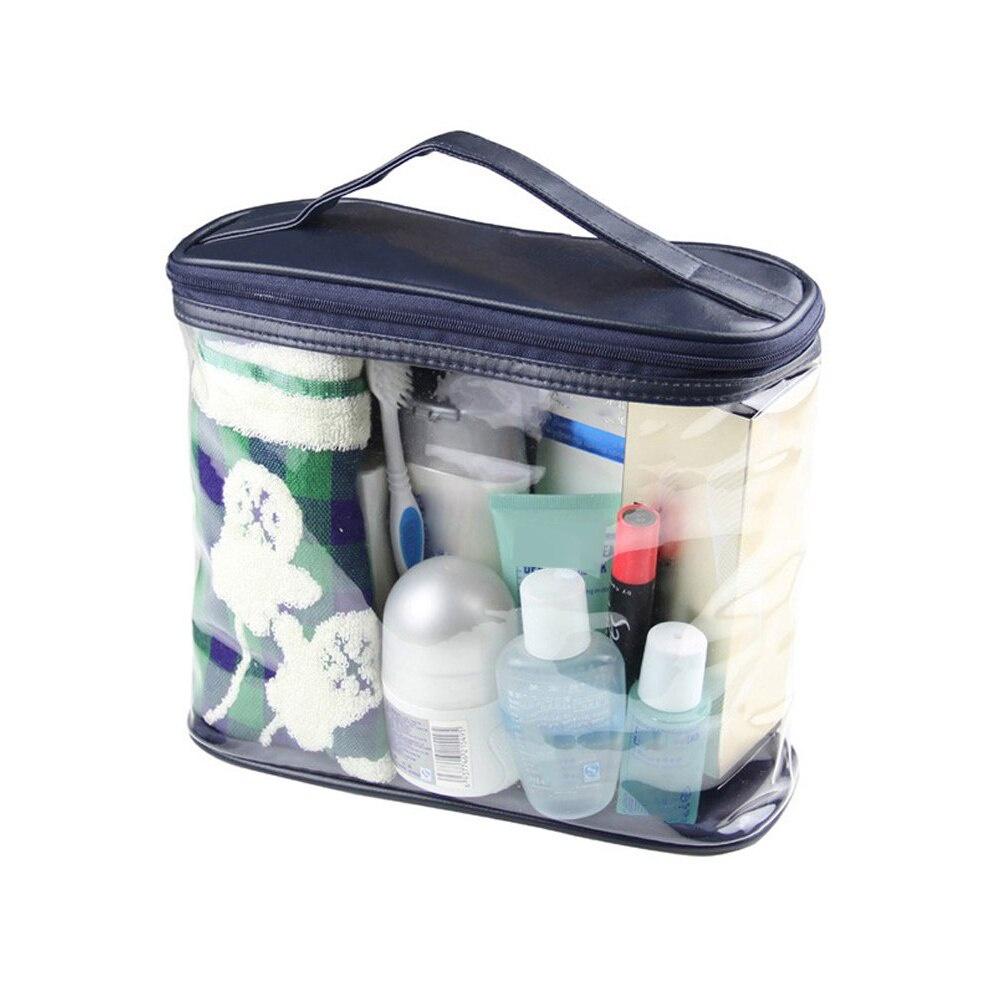 Cosmetic Bags Portable Clear Toiletry Case Makeup Bag Set Transparent PVC Pouch Handbag Storage Organizer Kit With Handle Strap