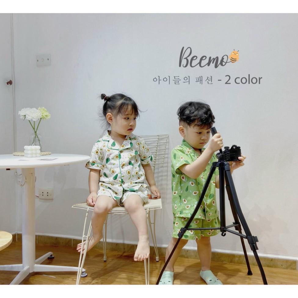 Set bộ Pijama cộc tay cho bé nam nữ Beemo - Chất liệu thô Hàn, họa tiết quả bơ xanh xinh xắn, thoáng mát B050