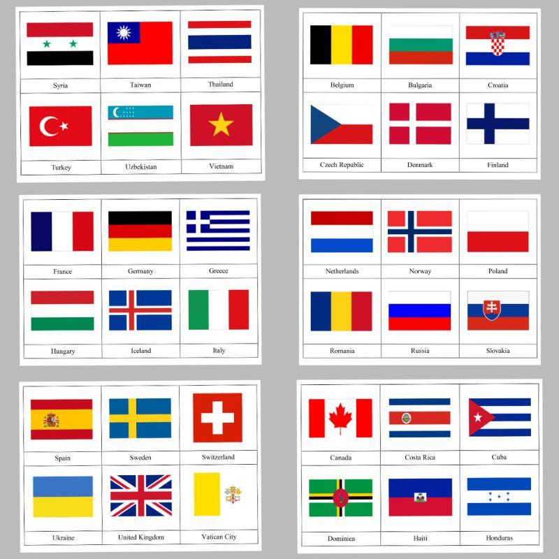 Bộ học liệu montessori bóc dán quốc kỳ