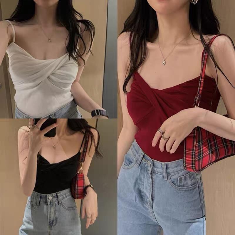 MS713 Áo hai dây nữ dệt kim kiểu xoắn ngực Quảng Châu