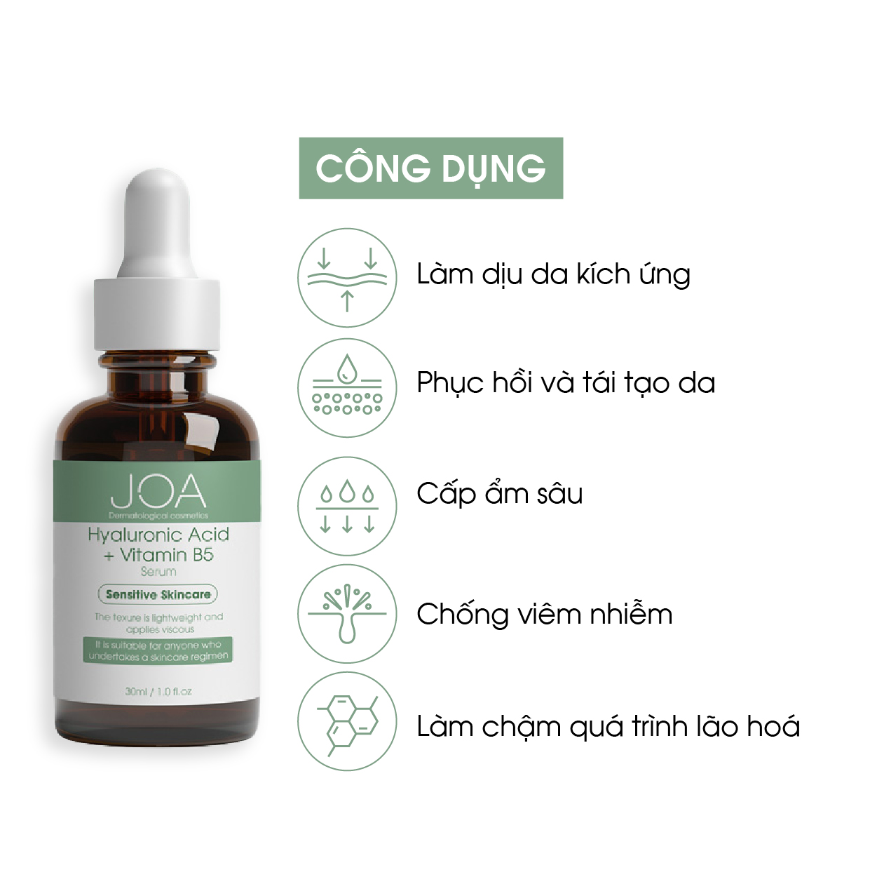 Serum Phục Hồi Da Hyaluronic Acid + Vitamin B5 JOA GREEN 30ml, Serum B5 Tái Tạo Da Và Chống Lão Hoá - Mỹ Phẩm MS COSMETIC