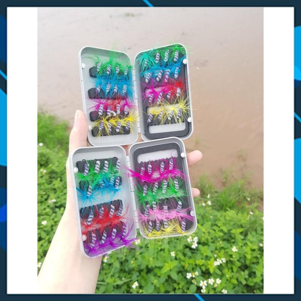 Combo 32 con mồi lông đủ màu câu cá rô phi,mương,ngão,lóc,.....