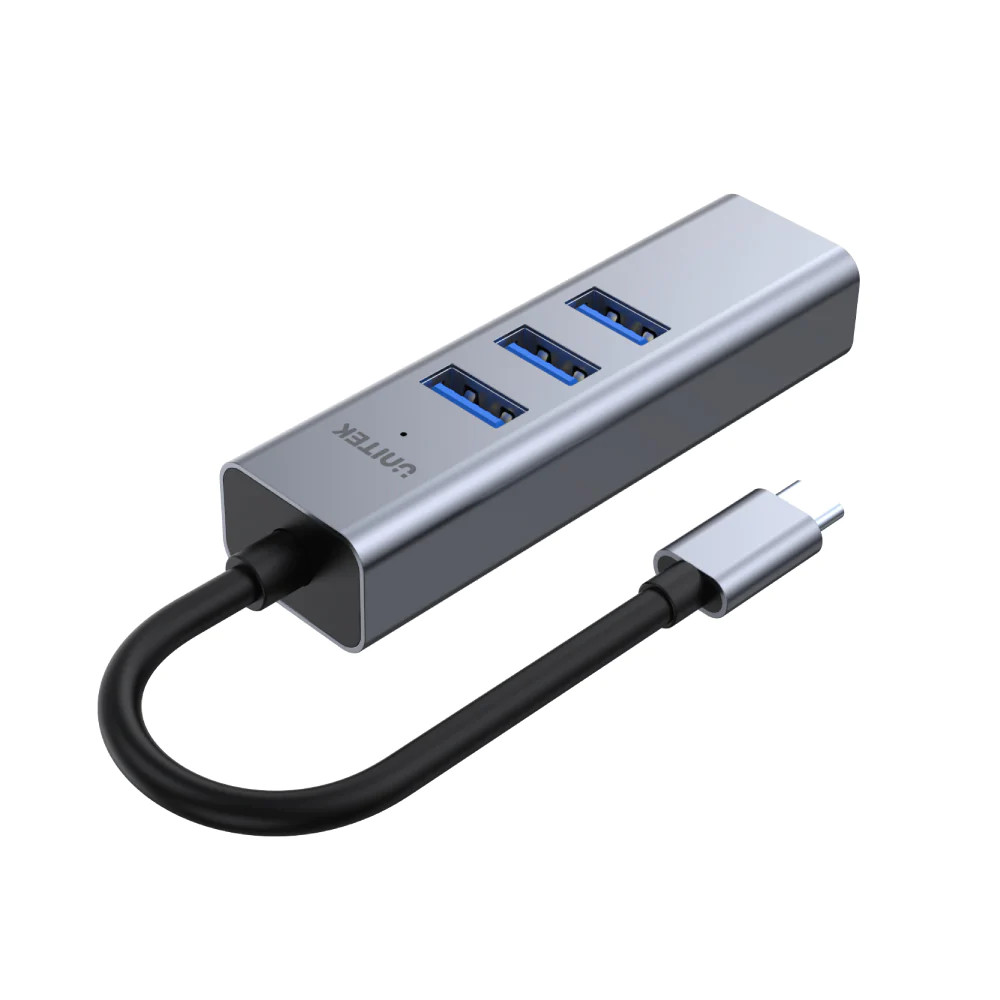 CÁP TYPE-C -&gt; 3 USB 3.0 + LAN UNITEK H1904A- Hàng chính hãng