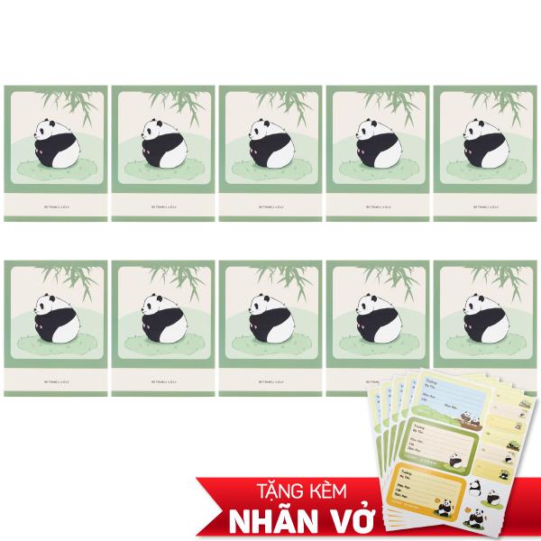 Combo 10 Tập Học Sinh Fluffy Panda - Miền Nam - 4 Ô Ly - 96 Trang 80gsm - The Sun 02 - Tặng Nhãn Vở Kèm Sticker