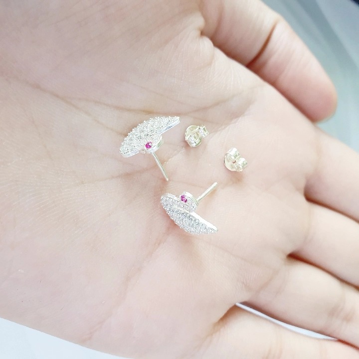 Bông Tai Khuyên Tai Bạc 925 Thiên Nga Đính Đá BẠC HIỂU MINH HT356