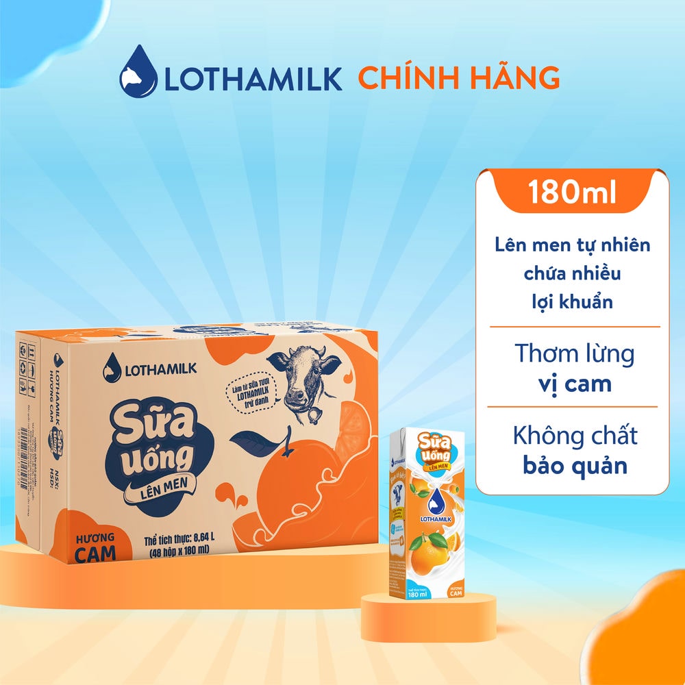 Thùng 48 hộp sữa uống lên men Lothamilk 180ml