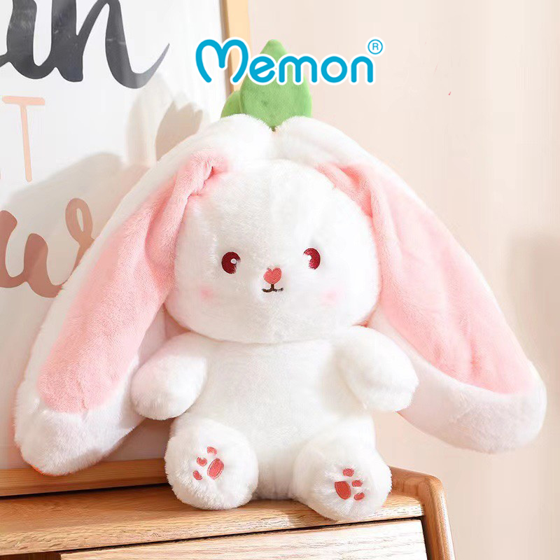 Thỏ Nhồi Bông 2 in 1 Tai Dài Dễ Thương 20cm -30cm -  40cm Cao Cấp Memon, Gấu Bông Thỏ Cosplay