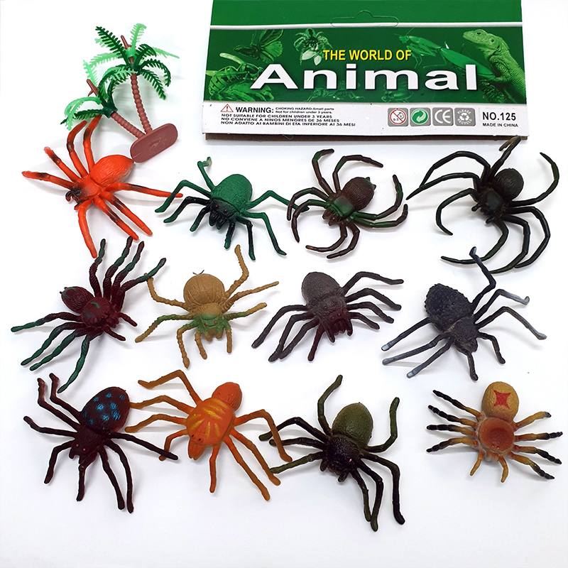 Bộ 12 ĐỒ CHƠI NHỆN GIẢ như thật (5-7 cm) MÔ HÌNH NHỆN NHỰA Spider chọc ghẹo troll bạn hù dọa Halloween Spiderman