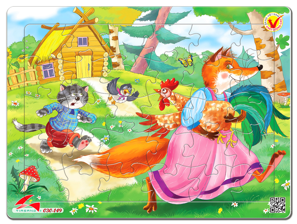 Xếp hình Tia Sáng Cáo và gà (30 Mảnh Ghép) - Tặng kèm tranh tô màu cho bé