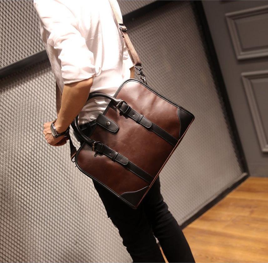 Men's Crazy Horse Leather Business Briefcase Retro Handbag