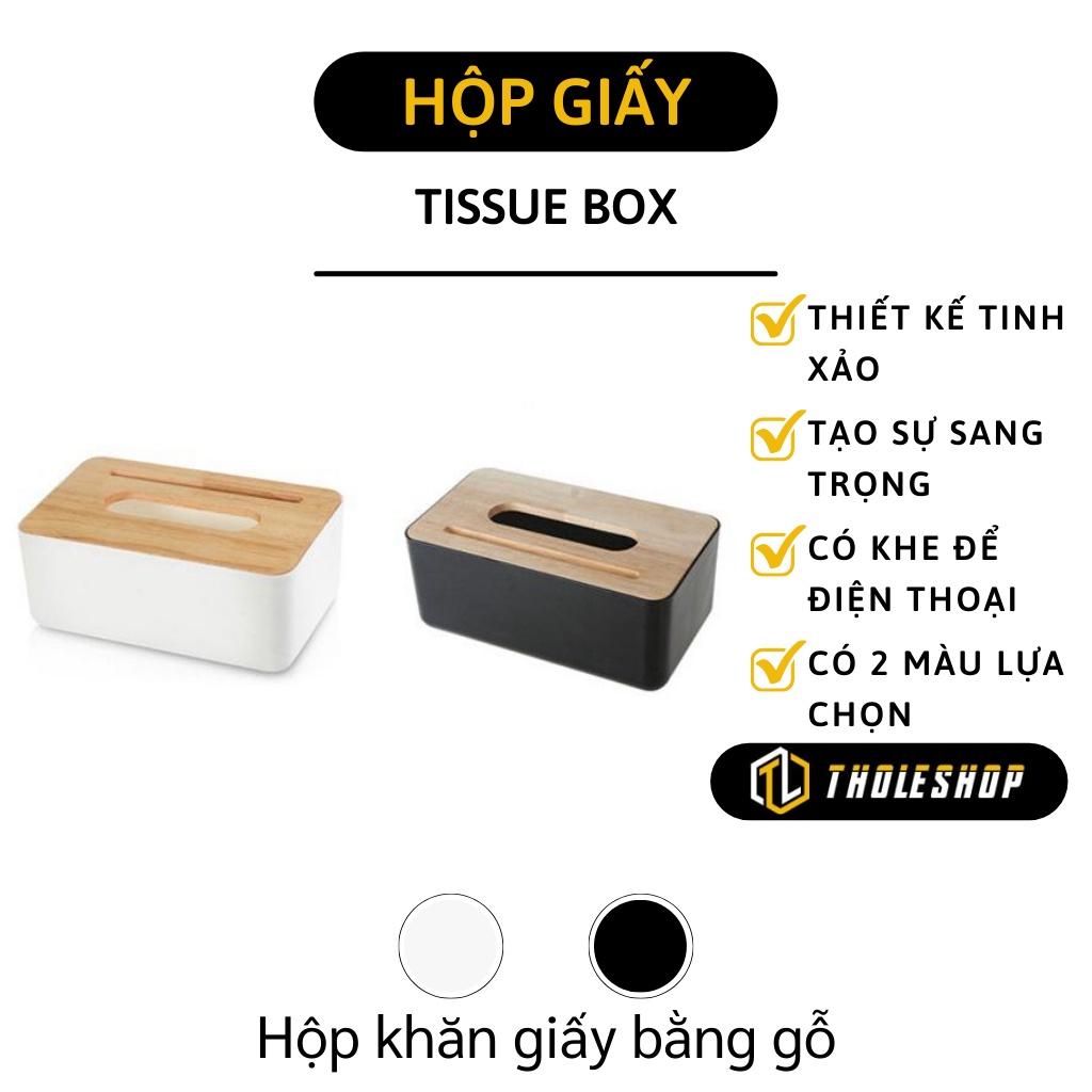 Hộp Khăn Giấy - Hộp Đựng Giấy Ăn Để Bàn Bằng Gỗ, Nhỏ Gọn, Sang Trọng 4318