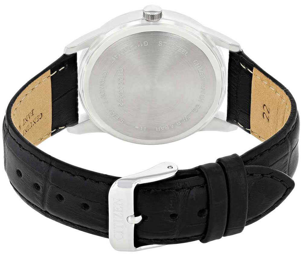 Đồng Hồ Citizen Nam Dây Da Pin (Quartz) BI5000-10E (39mm) - Mặt Đen