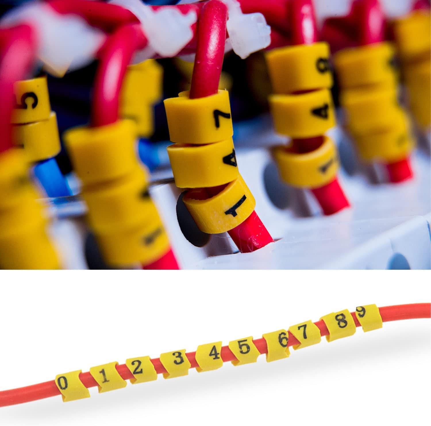10 cuộn 0~9 bộ Thẻ cáp, 2,5mm², khoảng 270 viên mỗi cuộn, đường kính dây lên tới 4,2mm, chất liệu PVC, độ bền cao, rãnh răng bên trong, không dễ rơi ra
