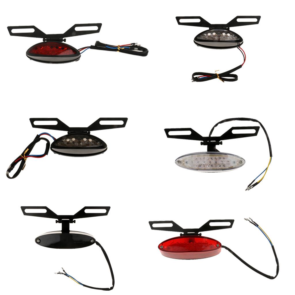 Motorcycle ATV License Plate Holder LED Tail Rear Brake Bracket Light Lamp