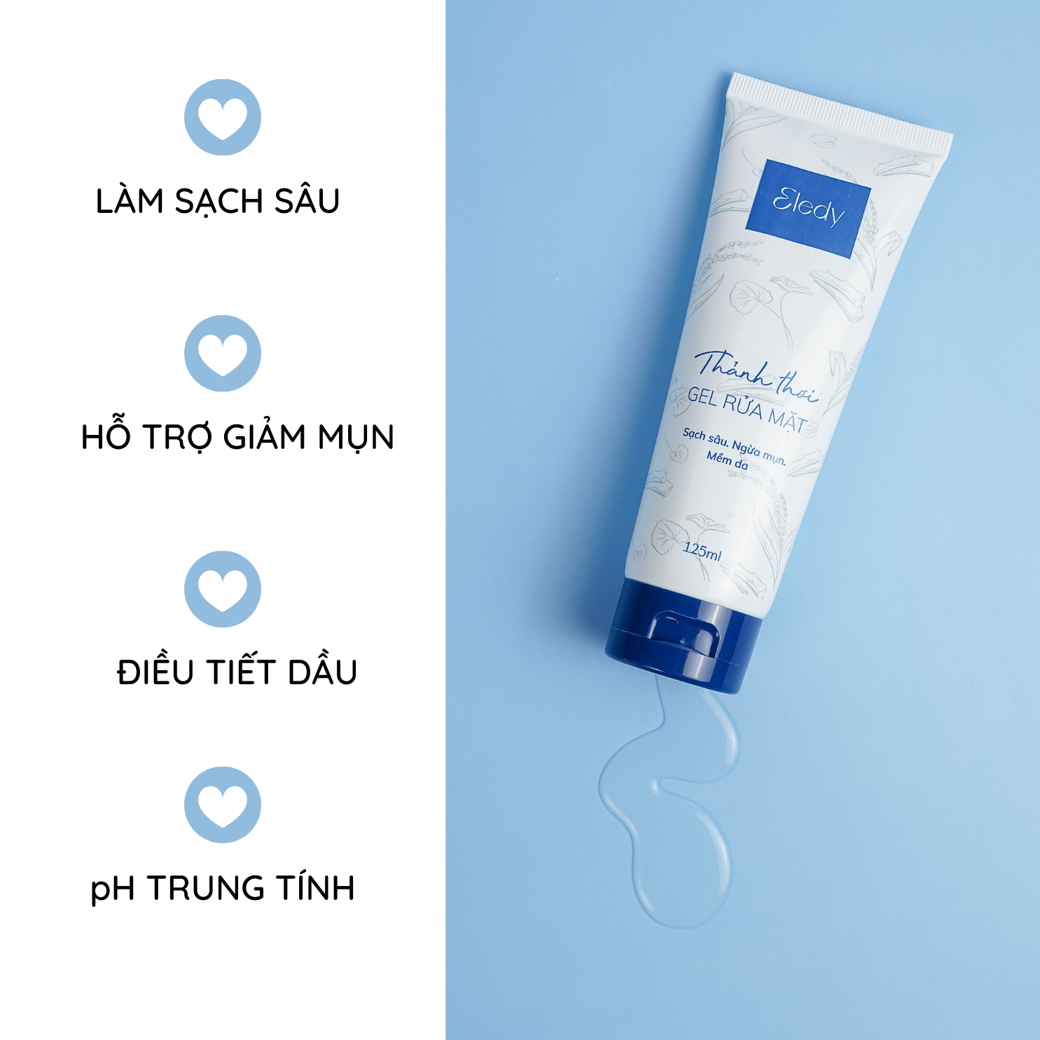 Gel rửa mặt Thảnh Thơi ELEDY - gel rửa mặt sạch sâu cho da dầu và da hỗn hợp 125ml