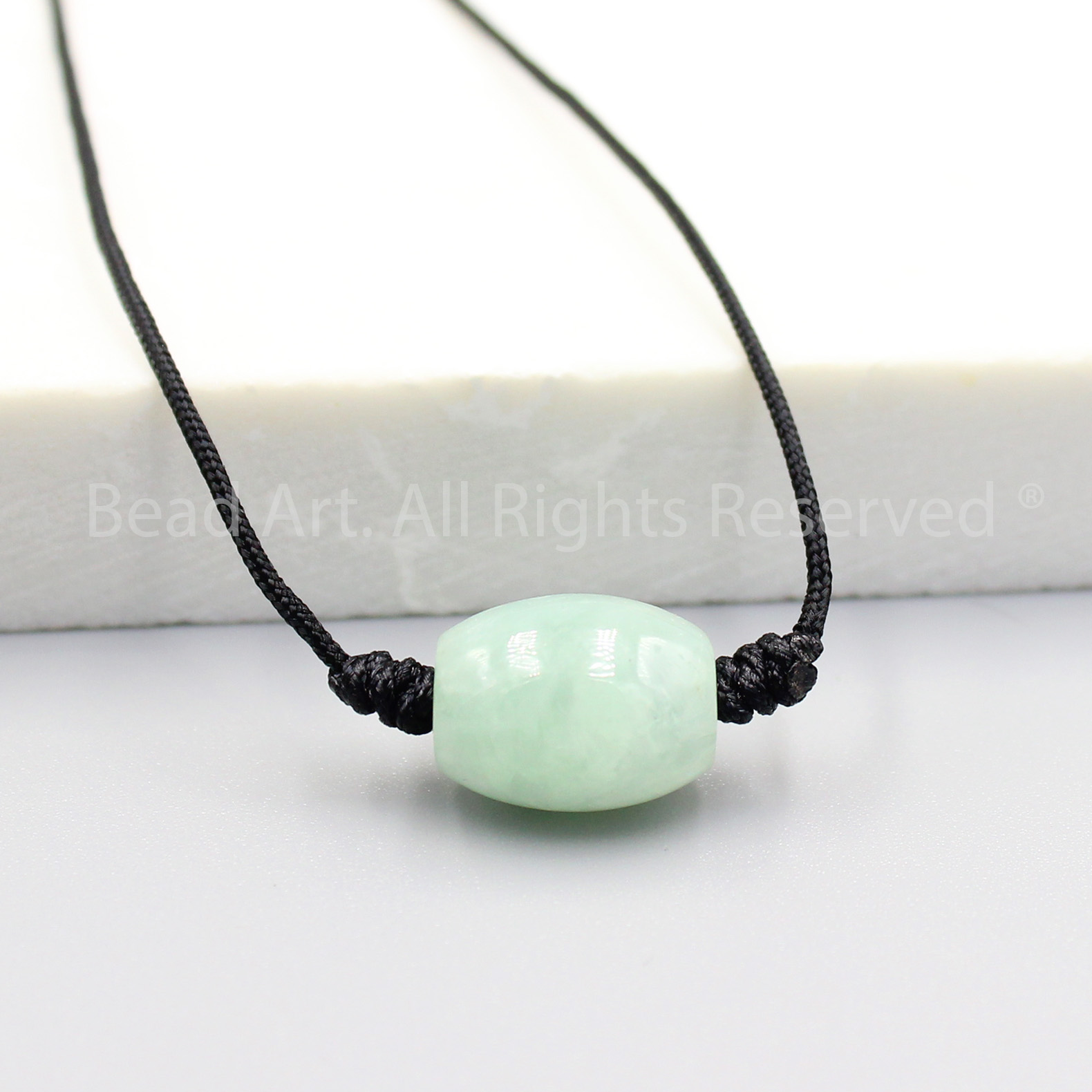 Vòng Cổ 12x10MM Đá Cẩm Thạch Xanh Lá Tự Nhiên, Jadeite Burma, Dây Chuyền Phong Thủy, Mệnh Mộc, Hoả - Bead Art