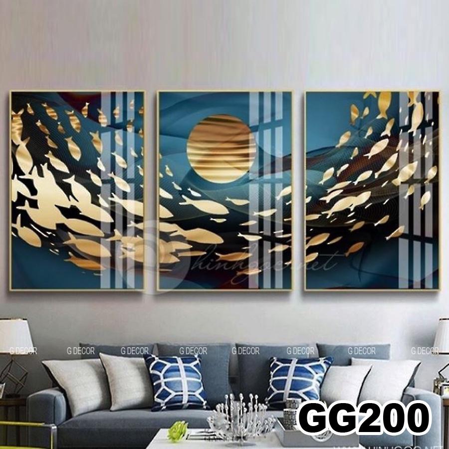 Tranh treo tường canvas 3 bức phong cách hiện đại Bắc Âu 199, tranh decor trang trí phòng khách, phòng ngủ, spa