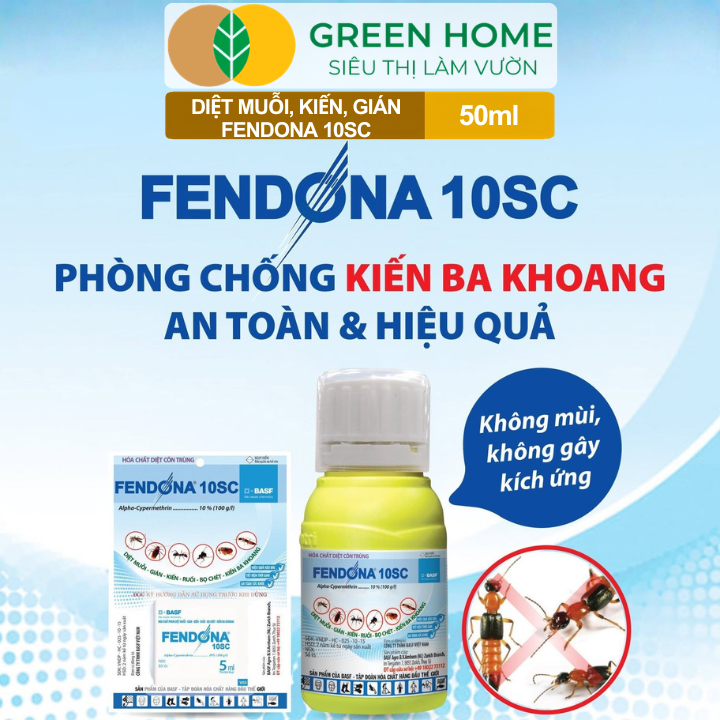 Thuốc Diệt Muỗi GreenHome, Fendona 10SC, Chai 50ml, Hiệu Quả, Không Mùi, Trừ Ruồi, Muỗi, Kiến, Gián