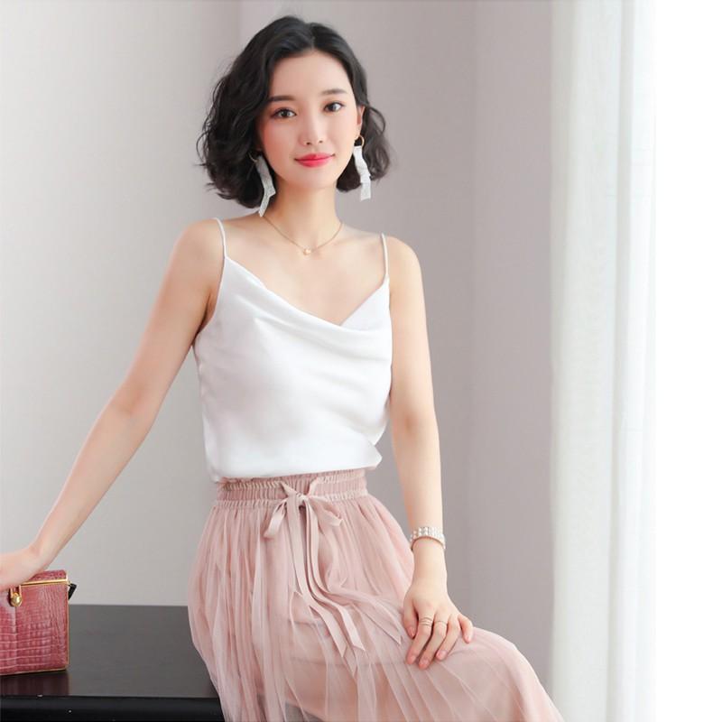 Áo Hai Dây Lụa Cổ Đổ Cao Cấp_