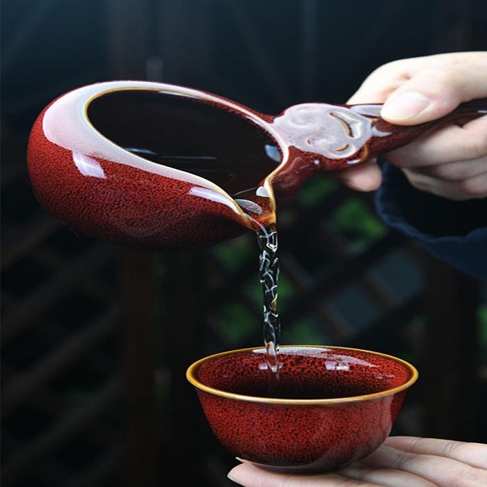 Bộ Ấm Chén Pha Trà Cối Xay Hoài Cổ, Gốm Sứ Cao