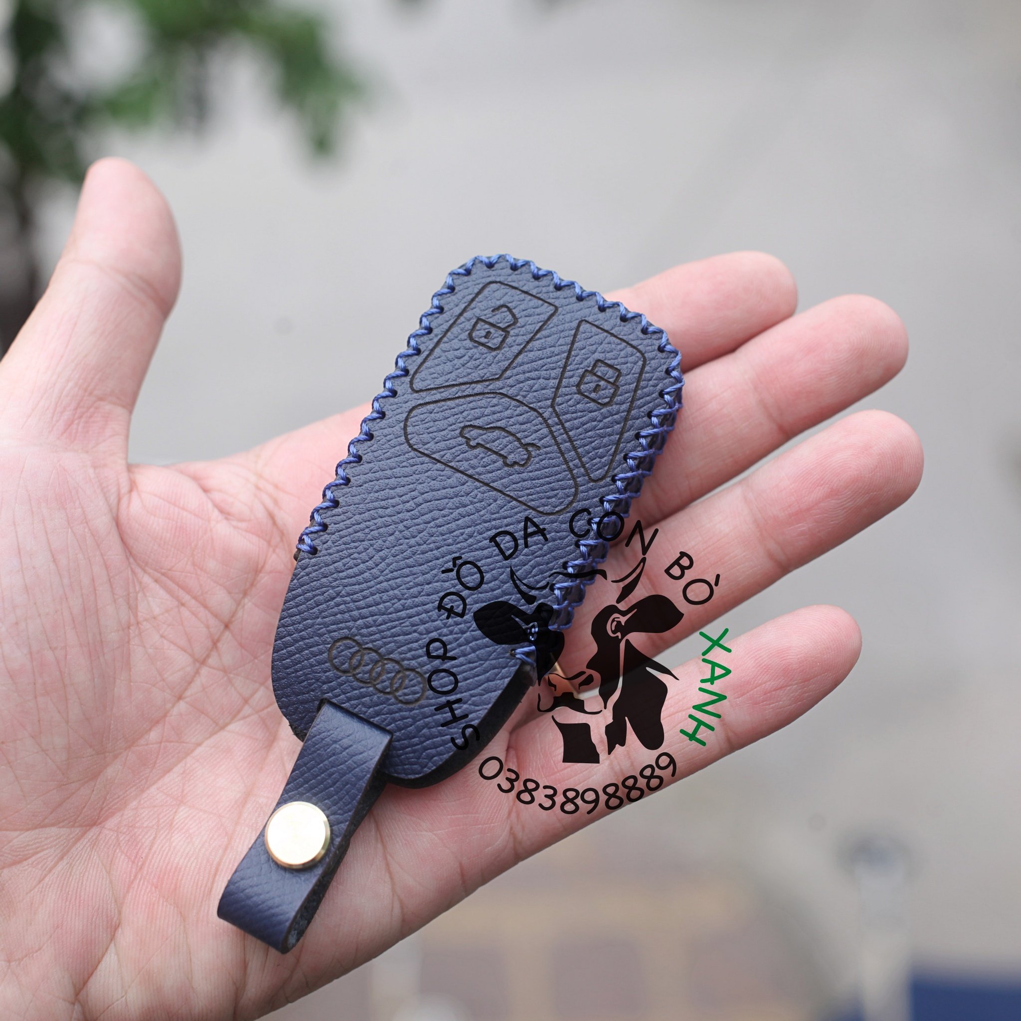 Bao da dành cho chìa khoá Audi A3, A4, A5, A6, A7, A8, A4L, A6L, Q5, Q7 handmade da thật 003