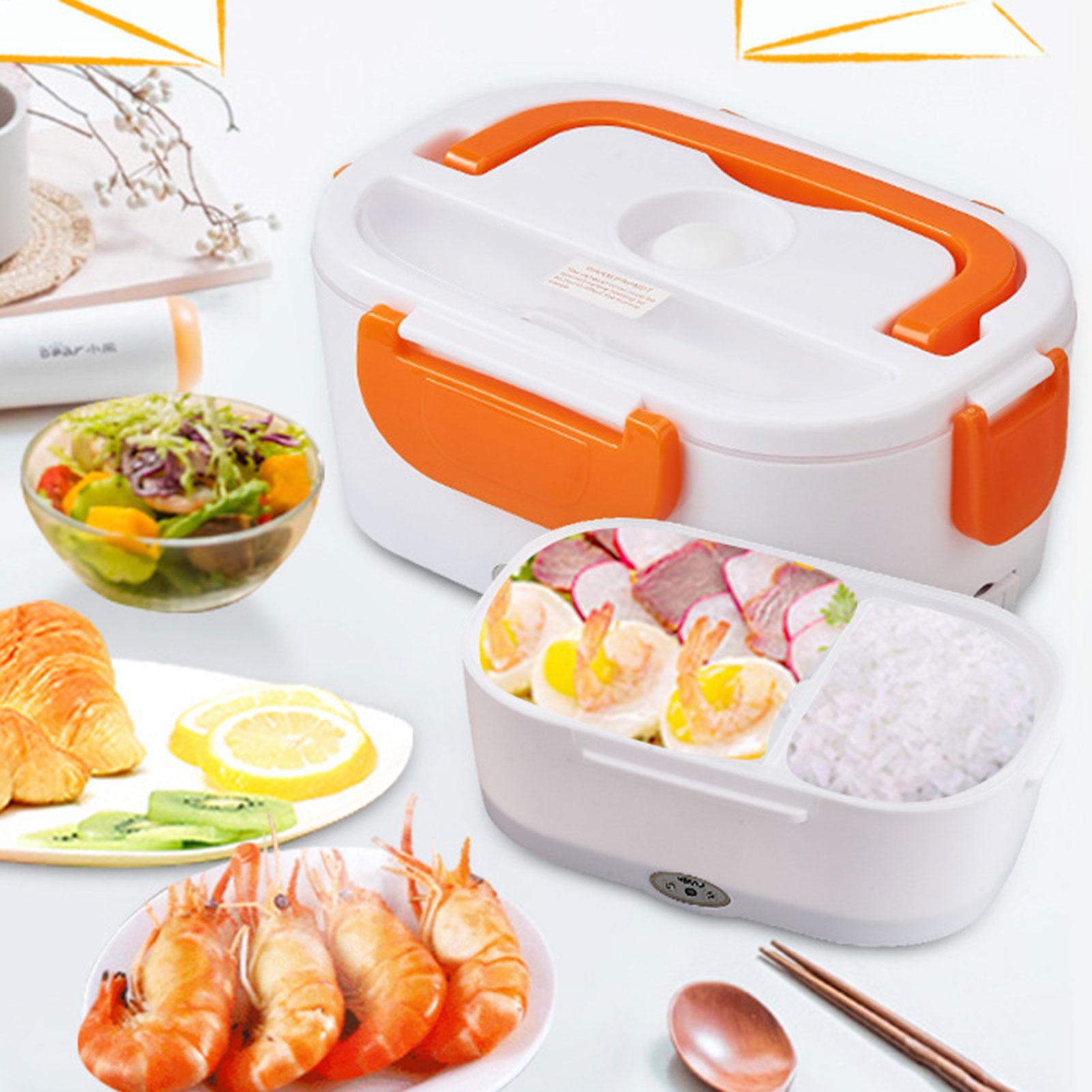 Hộp cơm Bento hai trong một có thể hâm nóng bằng điện, chất liệu thép không gỉ