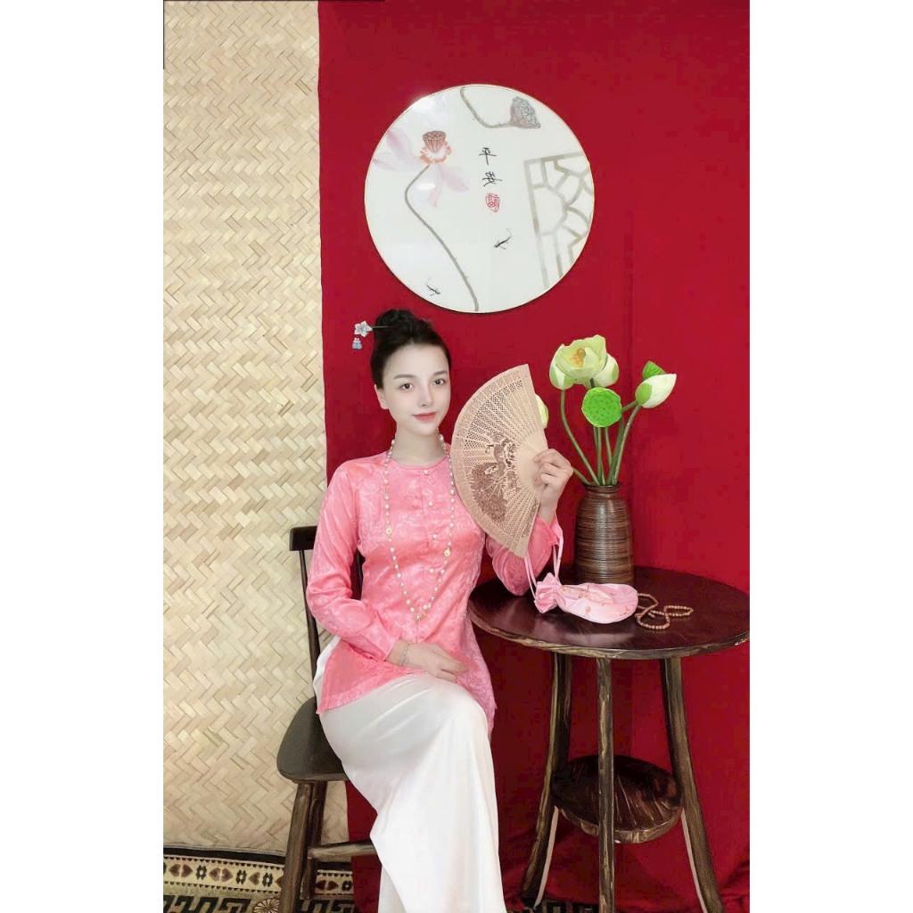 SÉT BỘ BÀ BA CỔ TRÒN TAY DÀI, ÁO LẺ BÀ BA CÀI NÚT TAY DÀI CHẤT VẢI GẤ