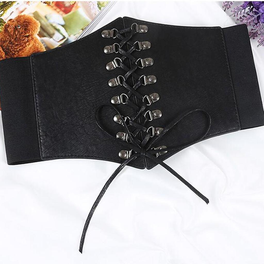 Women's Dress Belt Cincher Corset Belt PU Waistband Wide Lace-up Corset