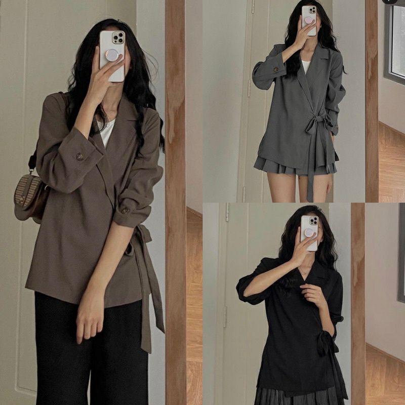 SET ÁO VEST BUỘC VÀ CHÂN VÁY XẾP LI