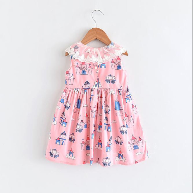 Đầm Bé Gái Viền Ren Cổ Cực Xinh DA161