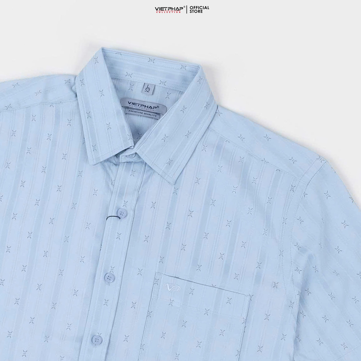 Áo Sơ Mi Nam Ngắn Tay VIỆT PHÁP Form Luxury Chất Cotton Lụa lịch lãm, sang trọng 9508