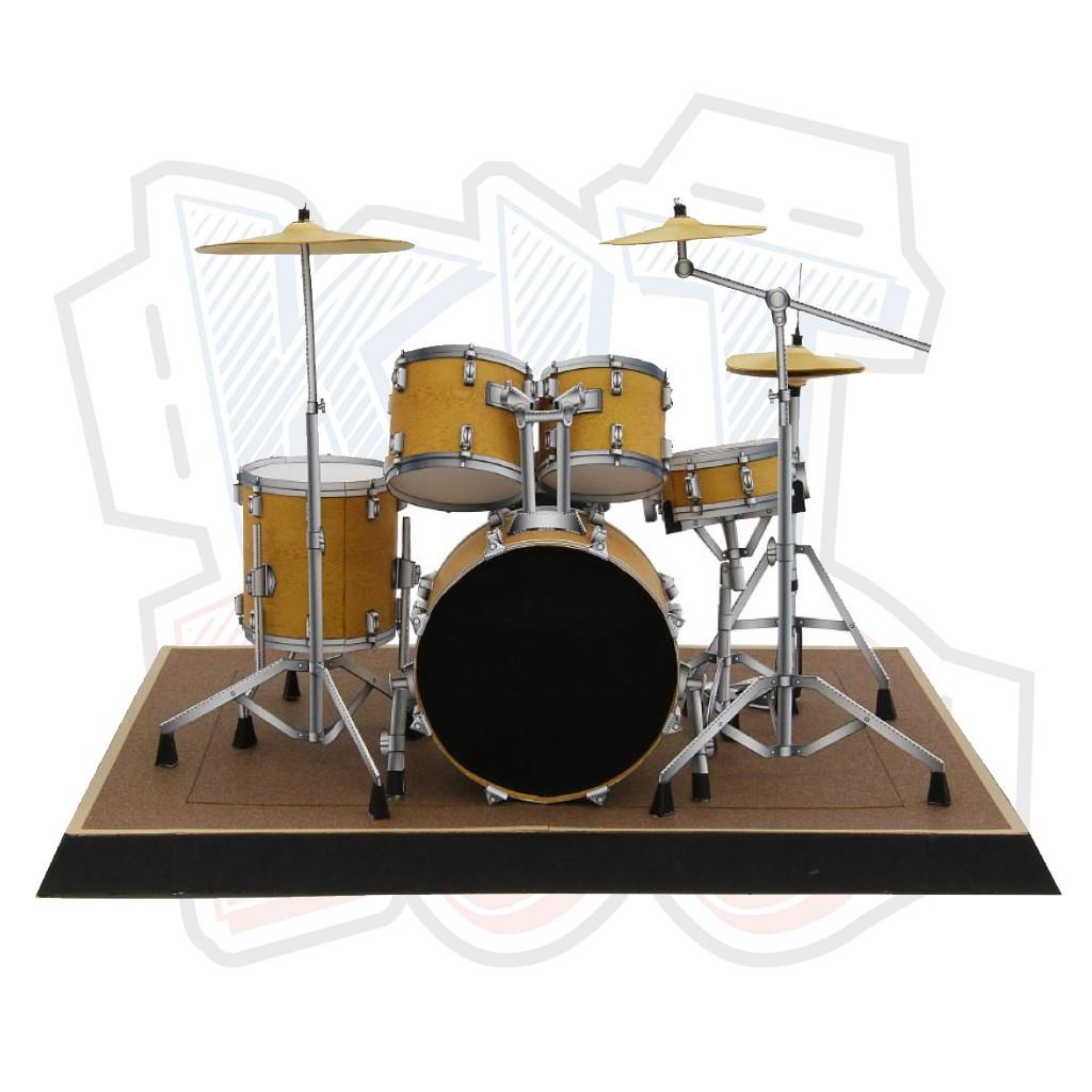 Mô hình giấy nhạc cụ Drum set - In mực thường - Giấy ảnh A4 160gsm